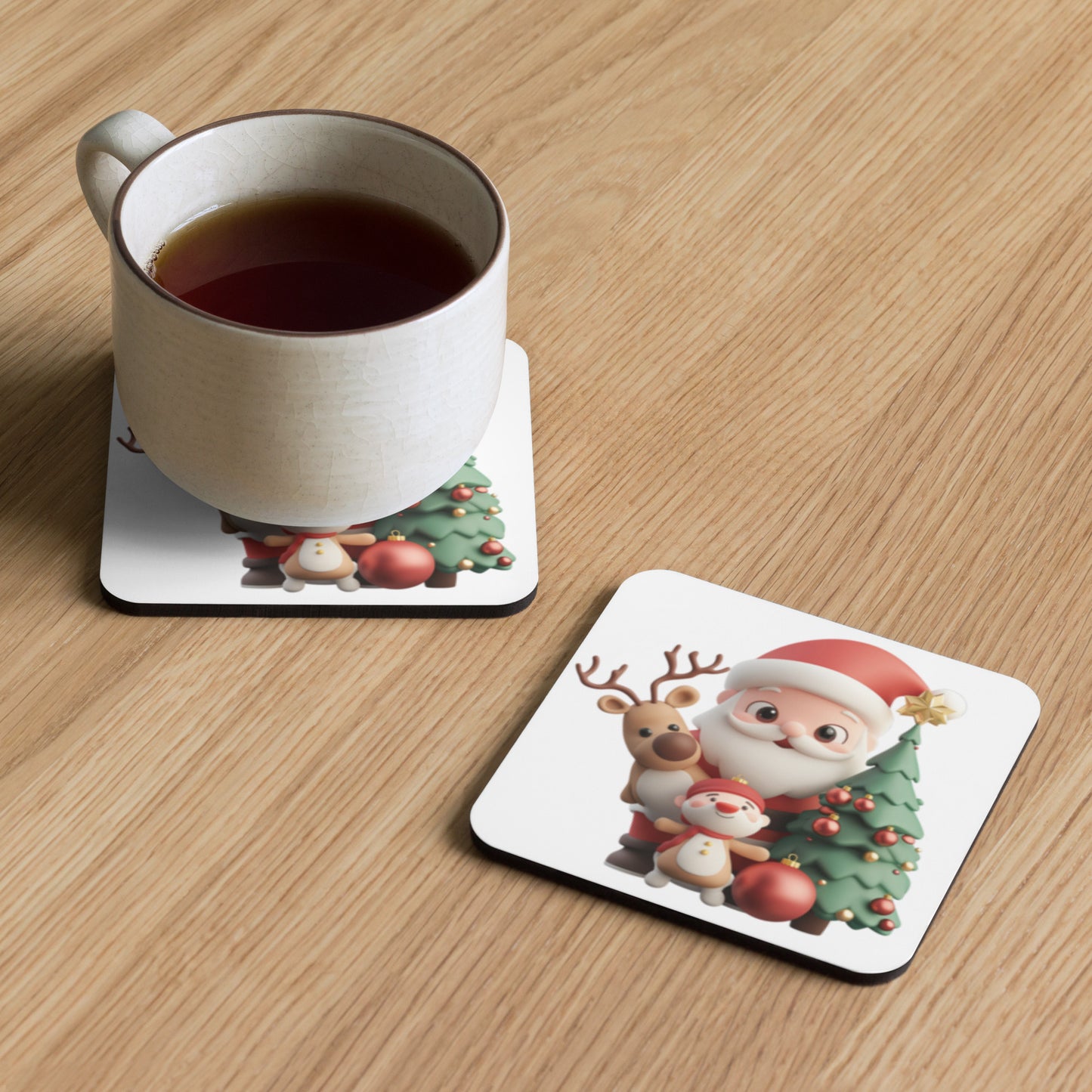 Cork-back coaster Santa Squad