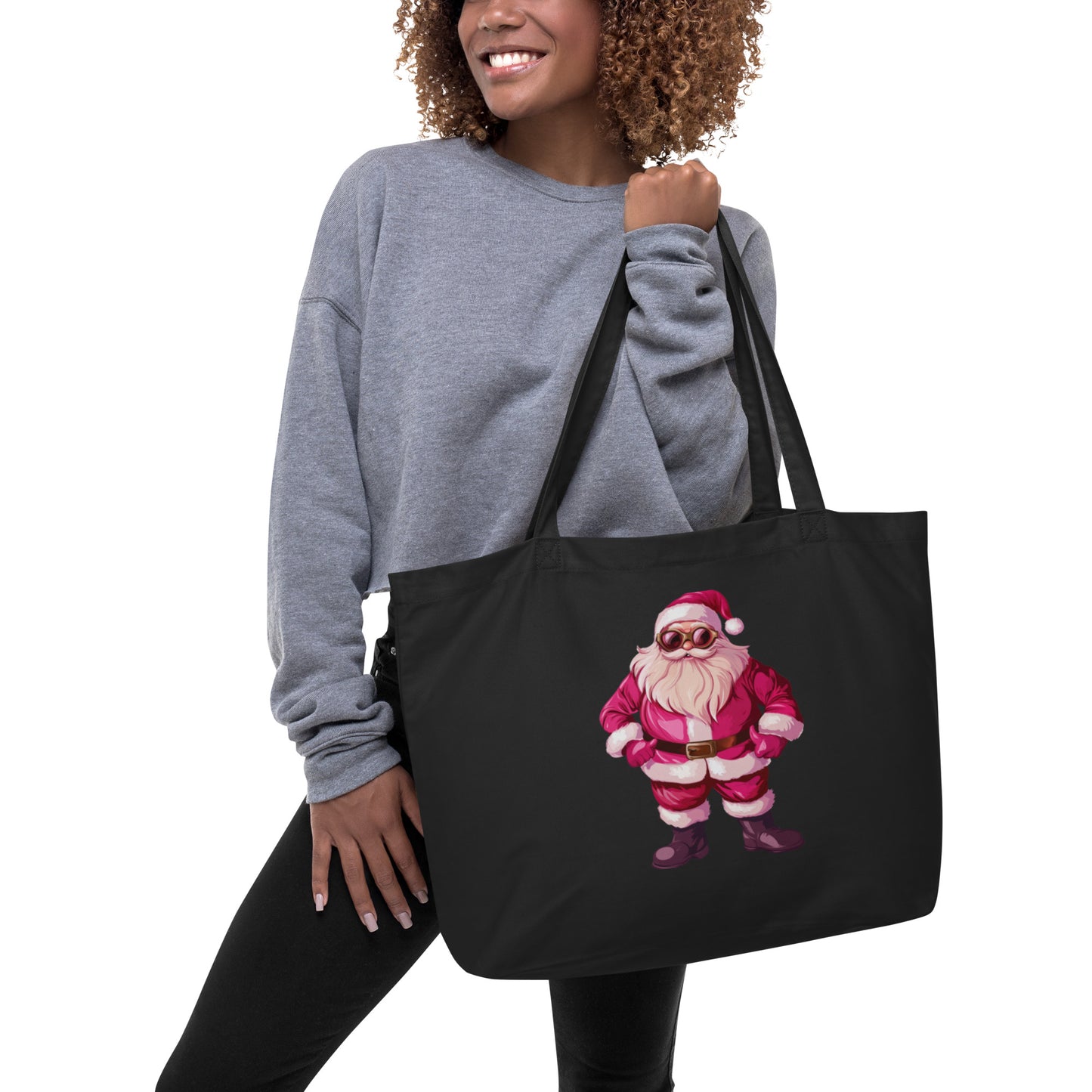 Large organic tote bag Pink Santa