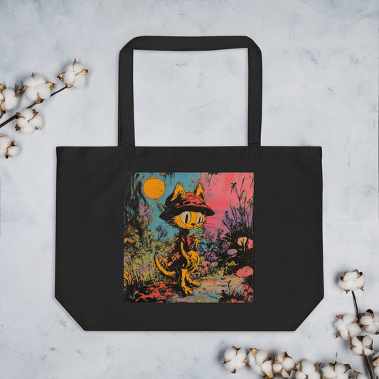 Large organic tote bag Cool Cat