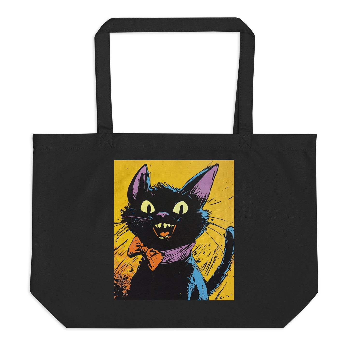 Large organic tote bag Angry Cat