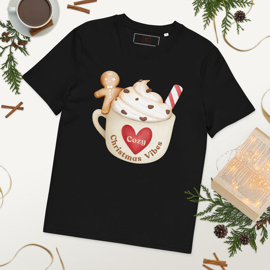 Unisex organic cotton t-shirt Christmas cozy vibes