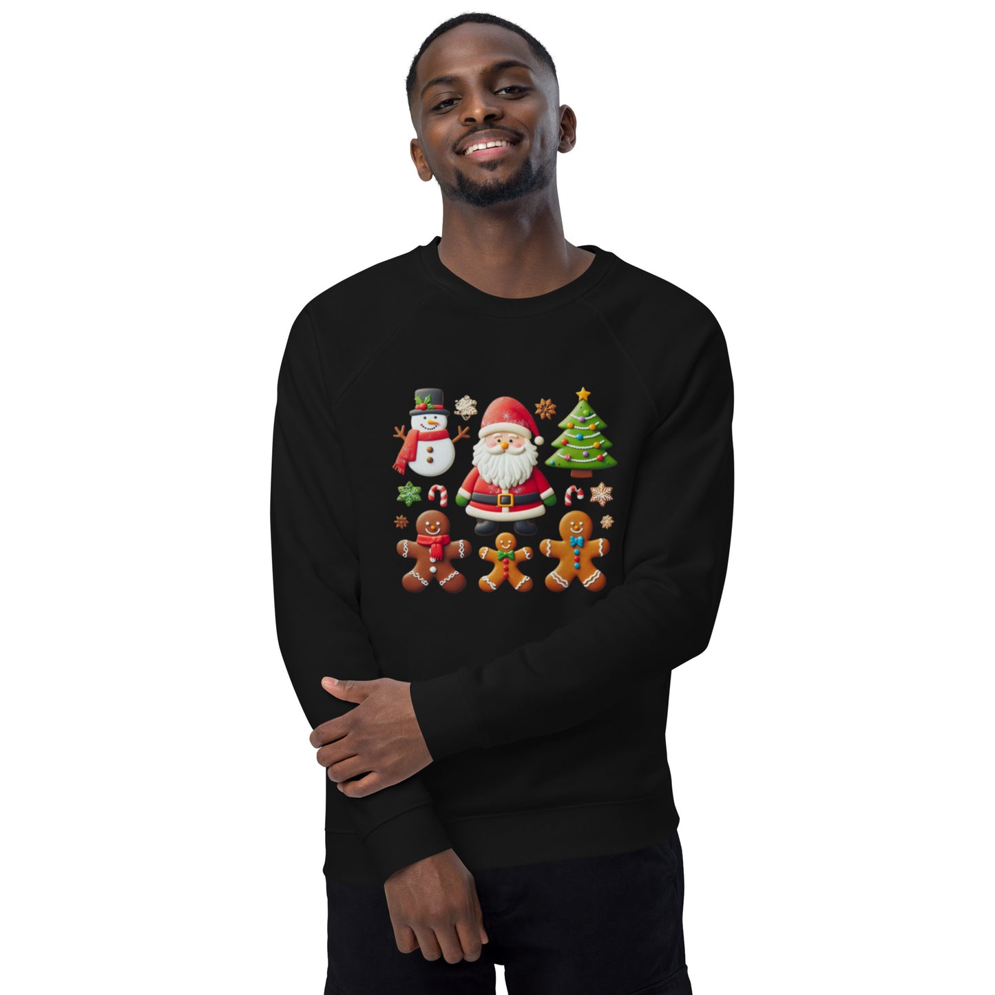 Unisex organic raglan sweatshirt Christmas Elements