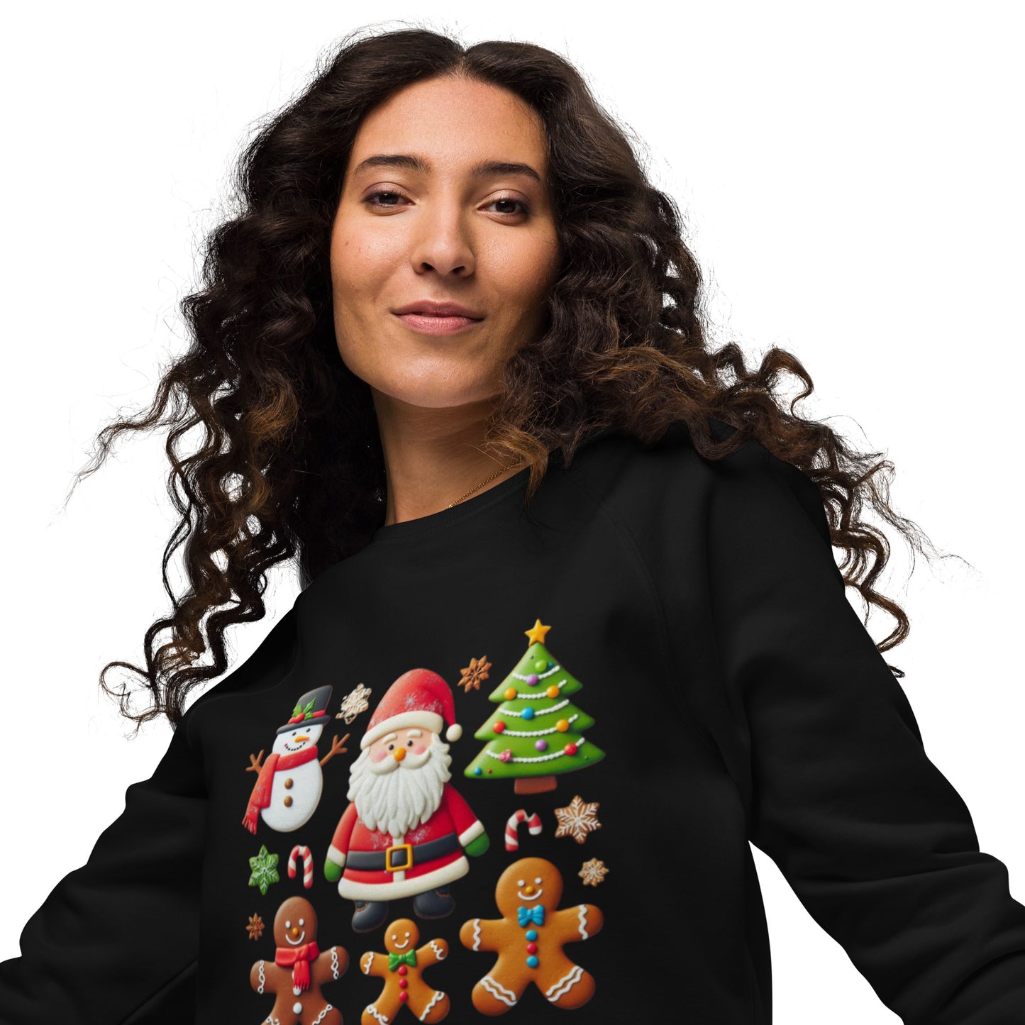 Unisex organic raglan sweatshirt Christmas Elements