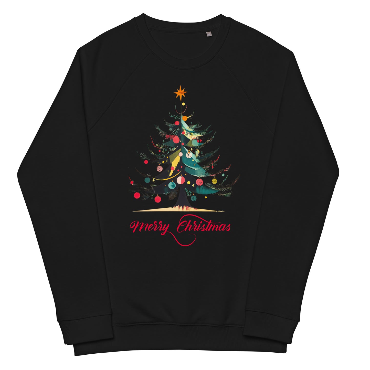 Unisex organic raglan sweatshirt Christmas tree