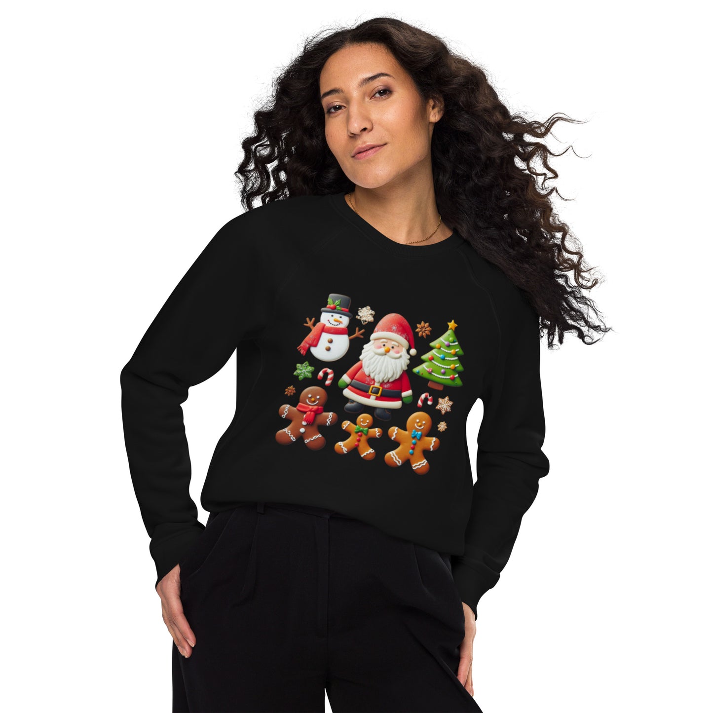 Unisex organic raglan sweatshirt Christmas Elements