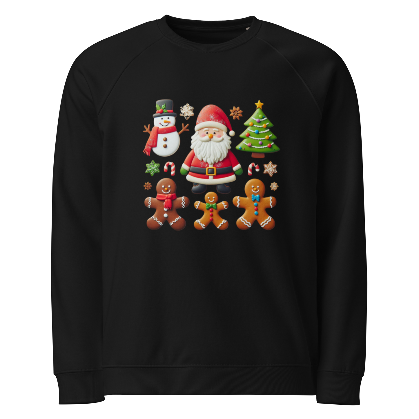 Unisex organic raglan sweatshirt Christmas Elements