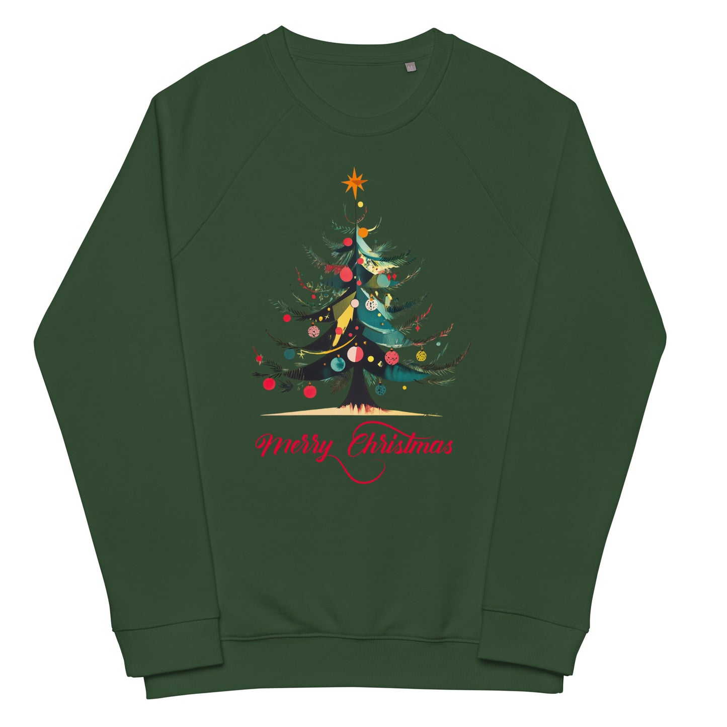 Unisex organic raglan sweatshirt Christmas tree