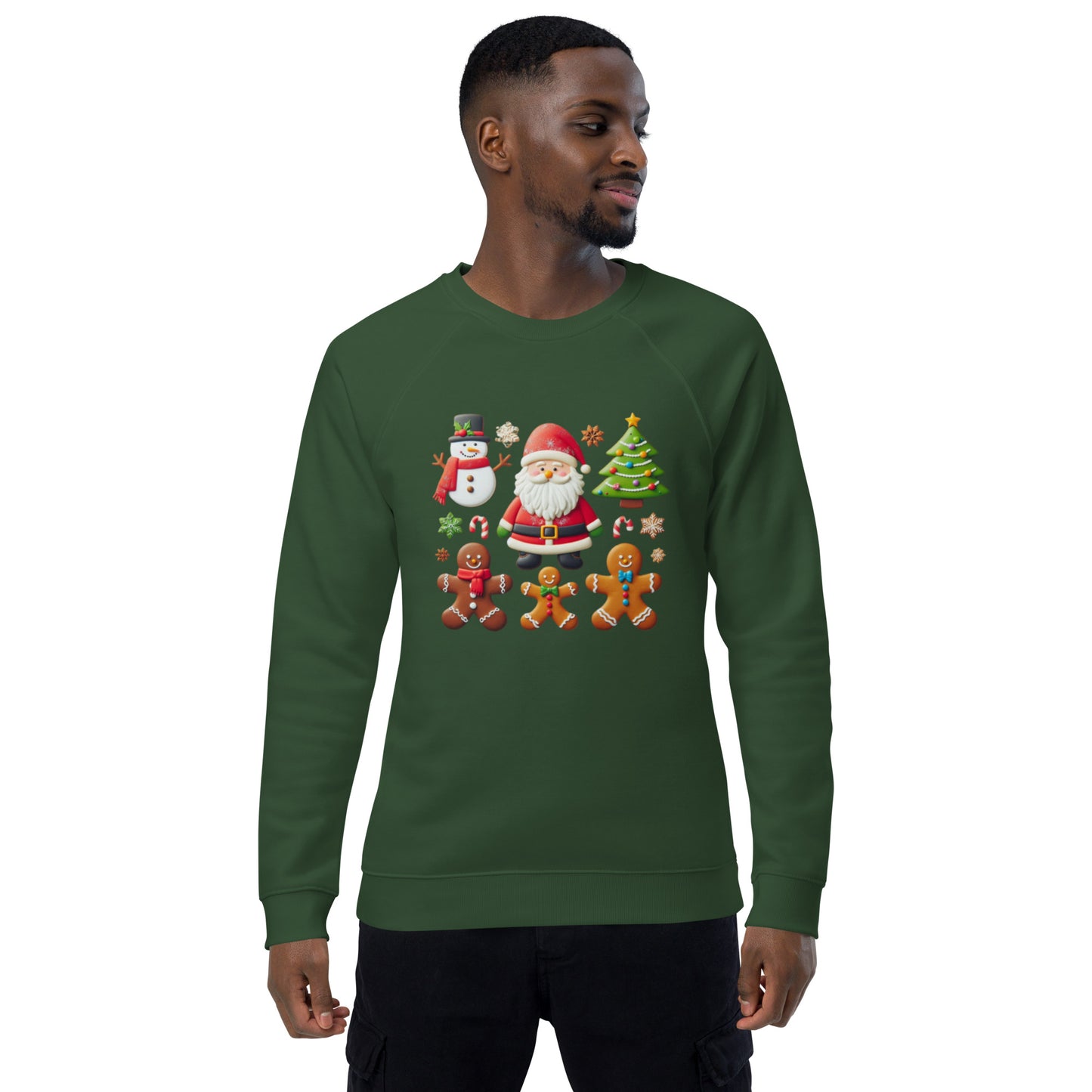 Unisex organic raglan sweatshirt Christmas Elements