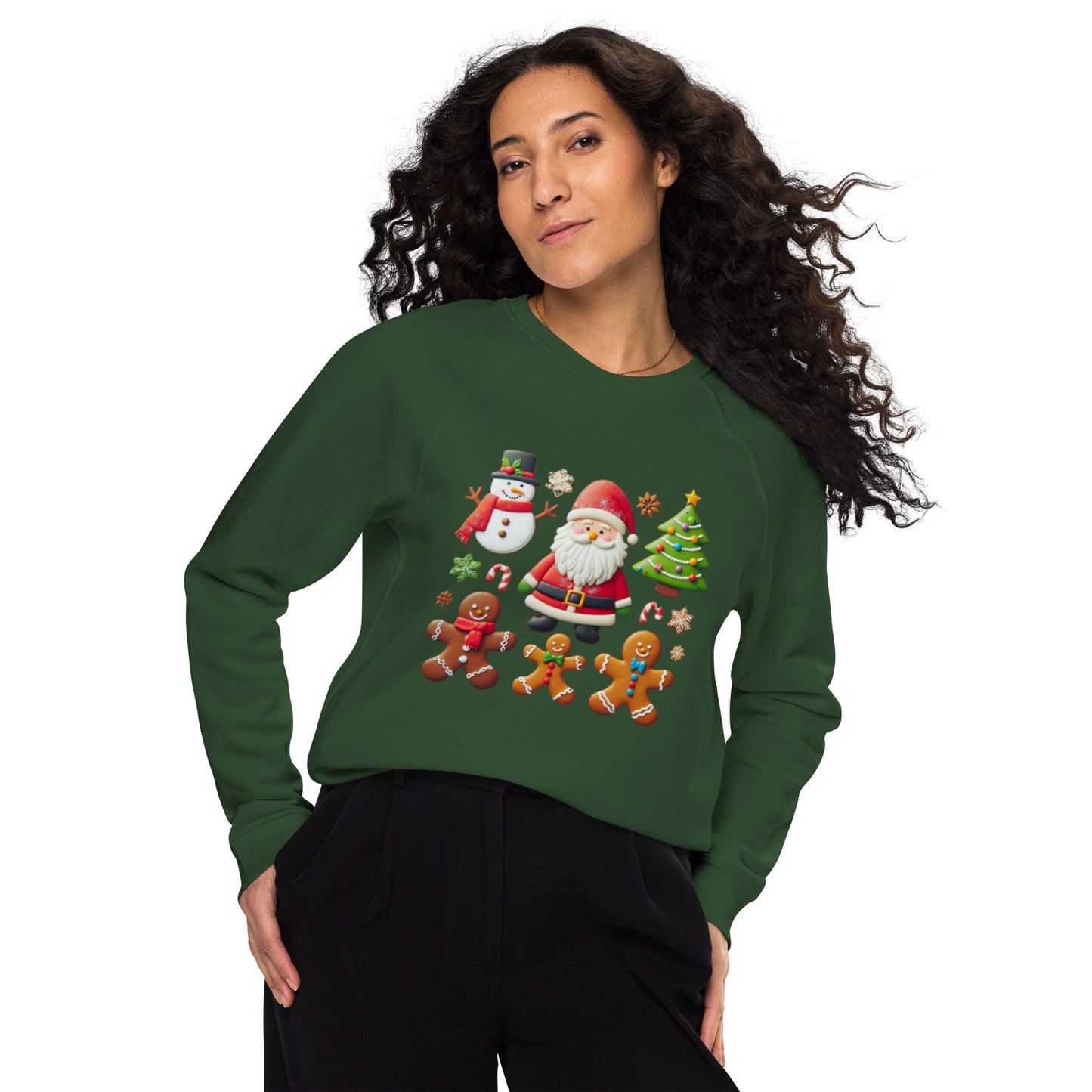 Unisex organic raglan sweatshirt Christmas Elements