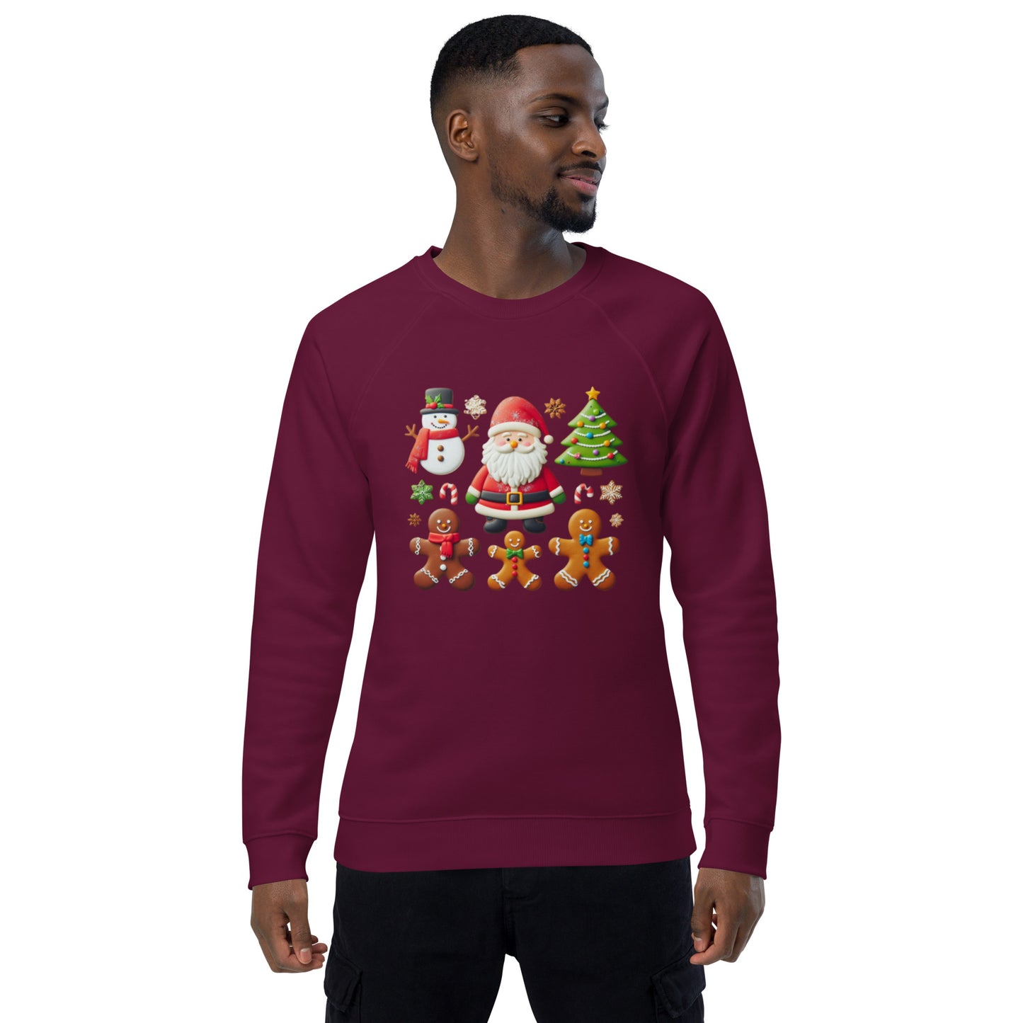 Unisex organic raglan sweatshirt Christmas Elements