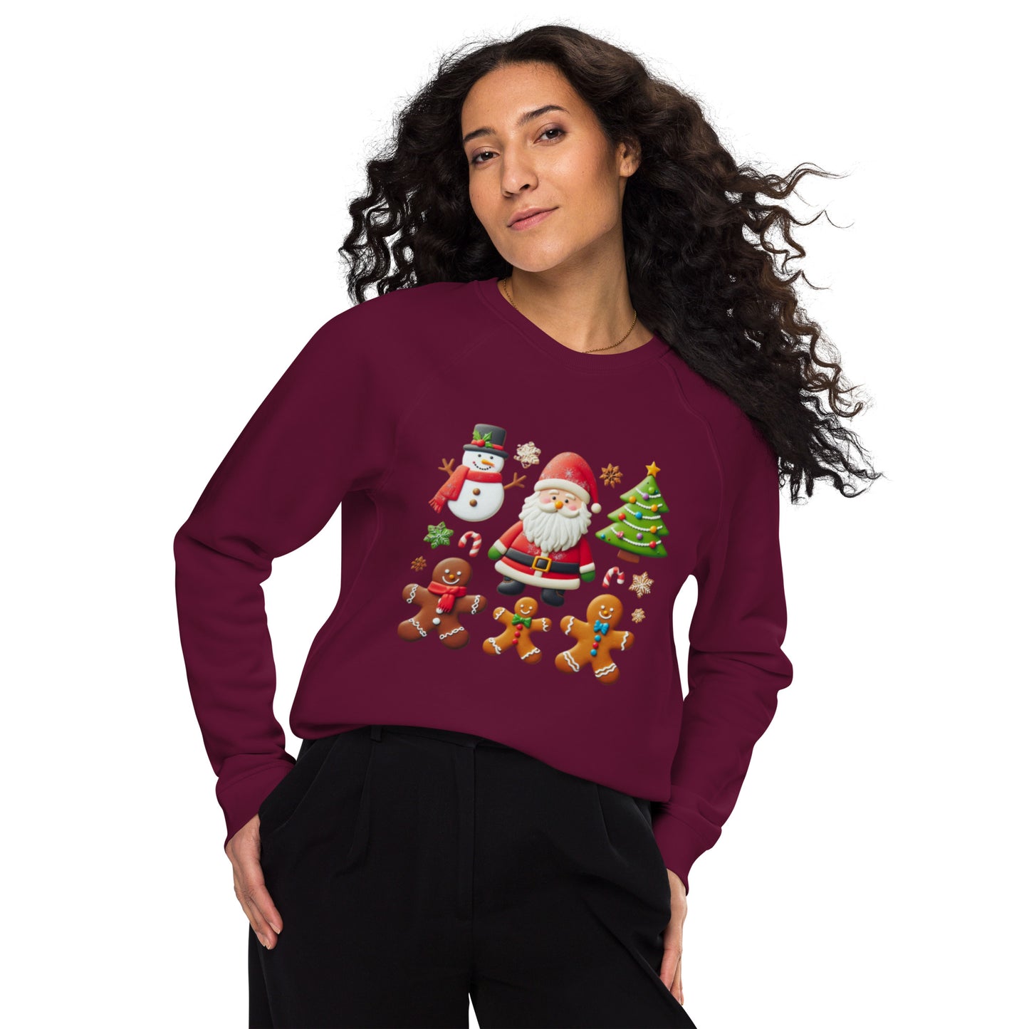 Unisex organic raglan sweatshirt Christmas Elements