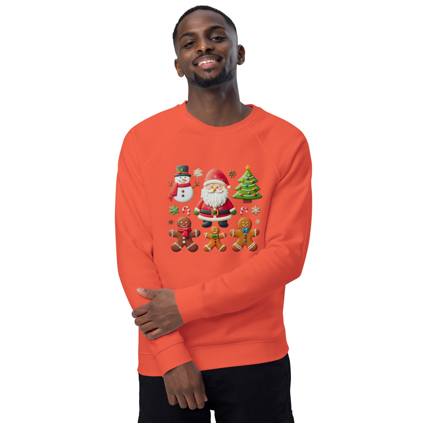 Unisex organic raglan sweatshirt Christmas Elements