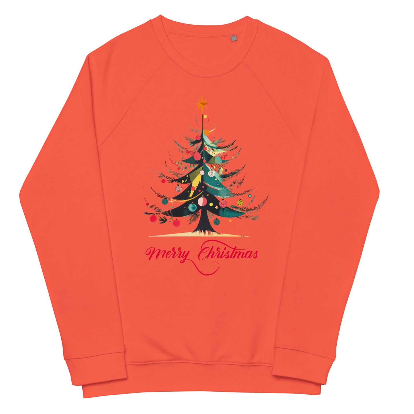 Unisex organic raglan sweatshirt Christmas tree