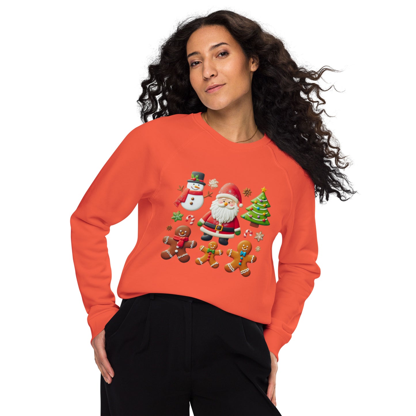 Unisex organic raglan sweatshirt Christmas Elements