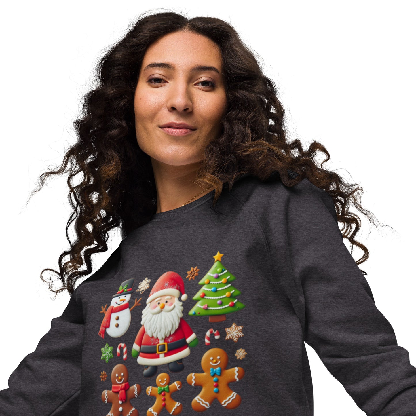 Unisex organic raglan sweatshirt Christmas Elements