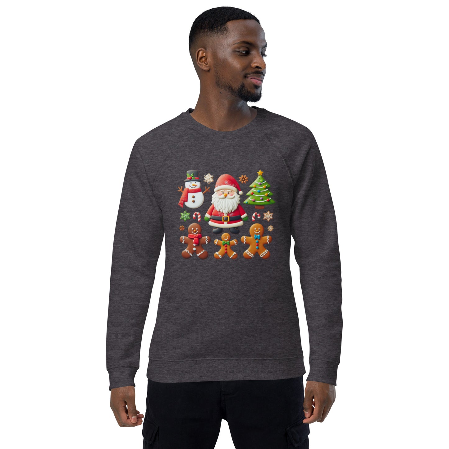 Unisex organic raglan sweatshirt Christmas Elements