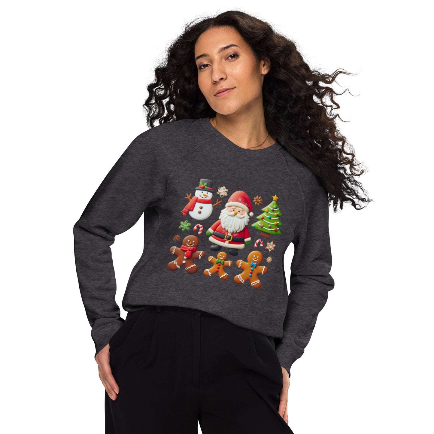 Unisex organic raglan sweatshirt Christmas Elements