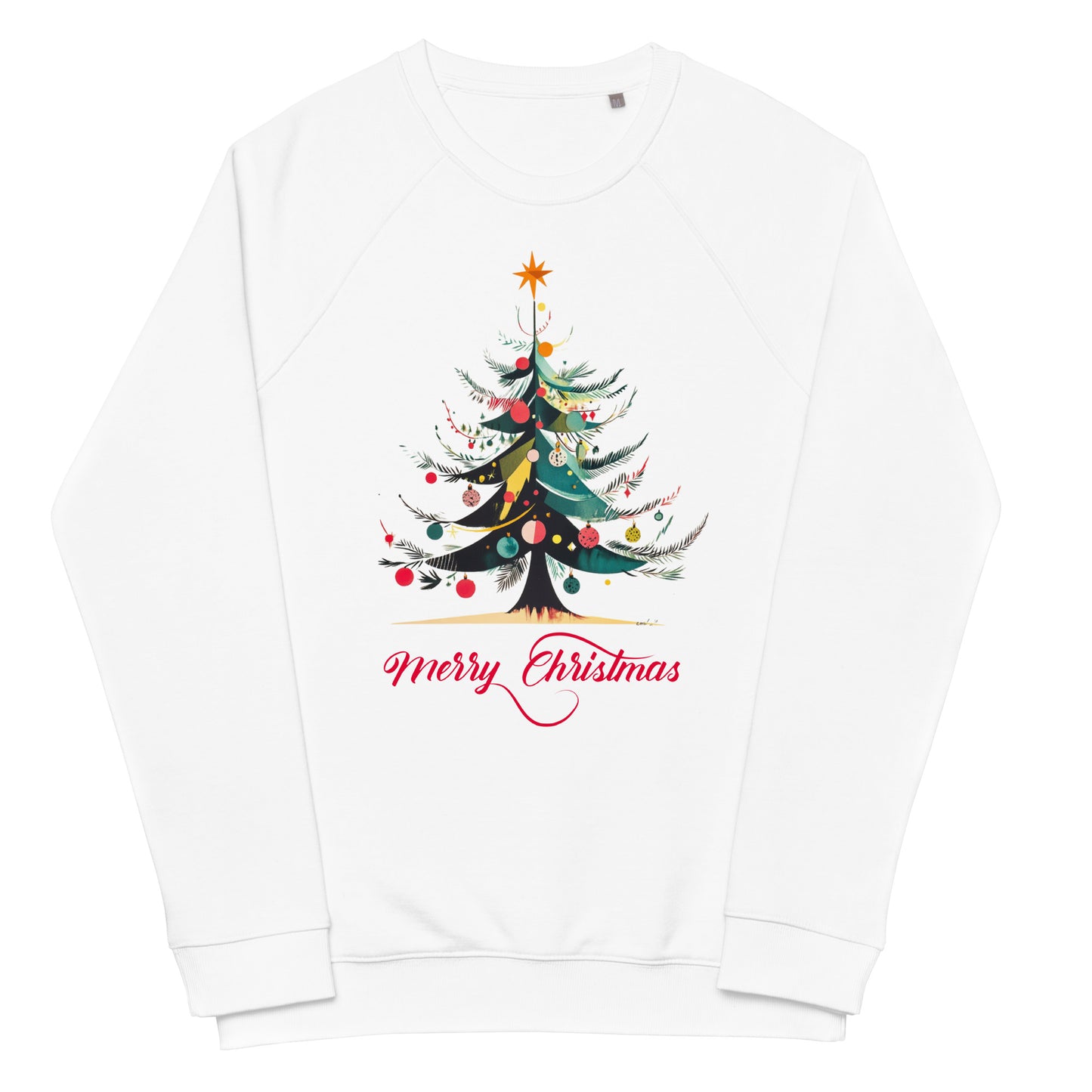 Unisex organic raglan sweatshirt Christmas tree