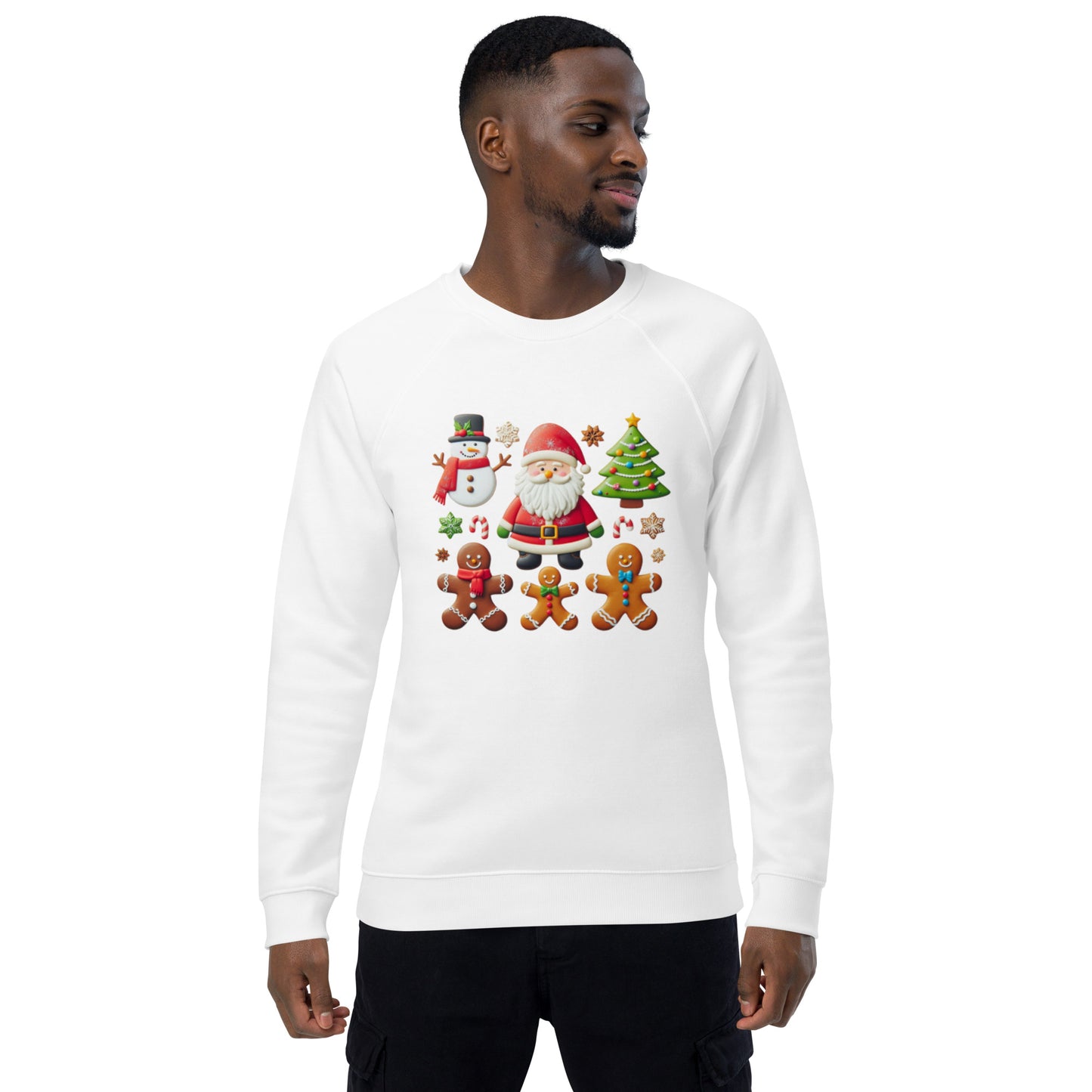 Unisex organic raglan sweatshirt Christmas Elements