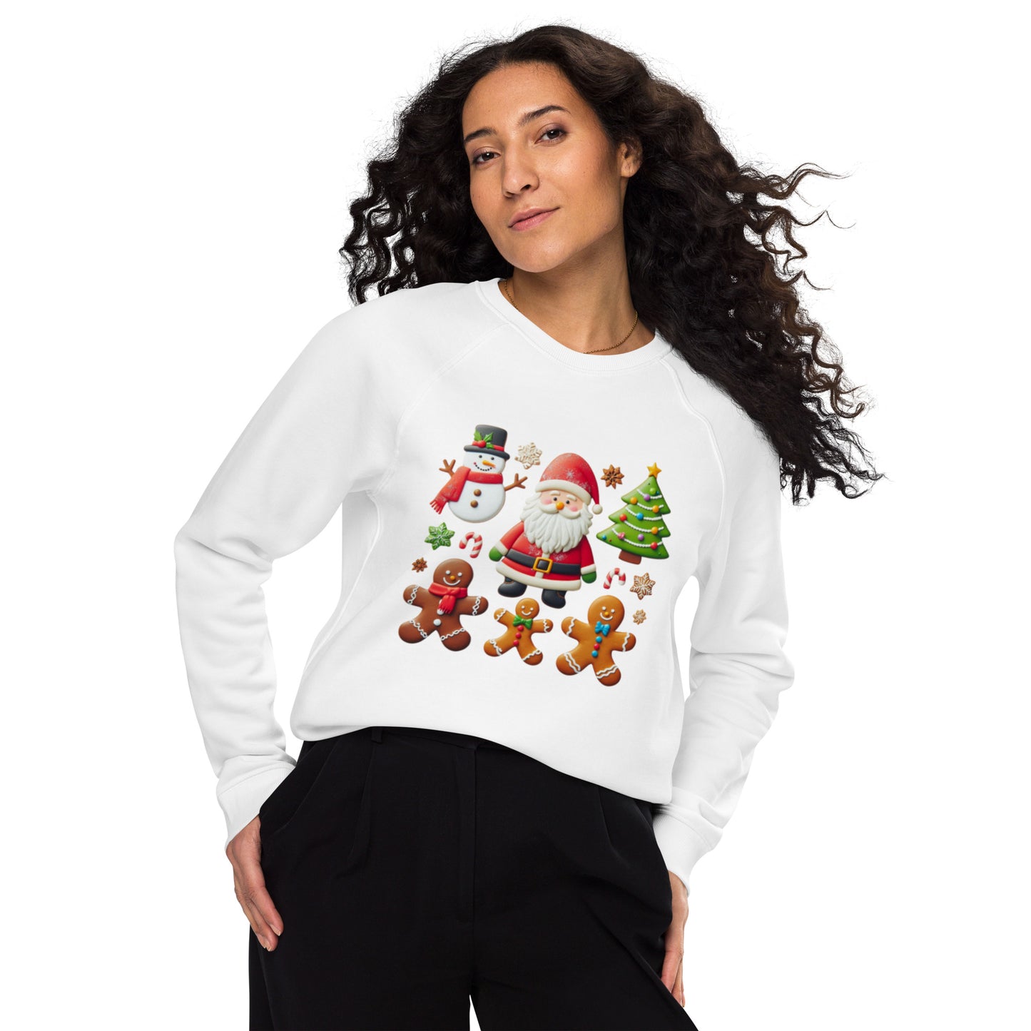 Unisex organic raglan sweatshirt Christmas Elements